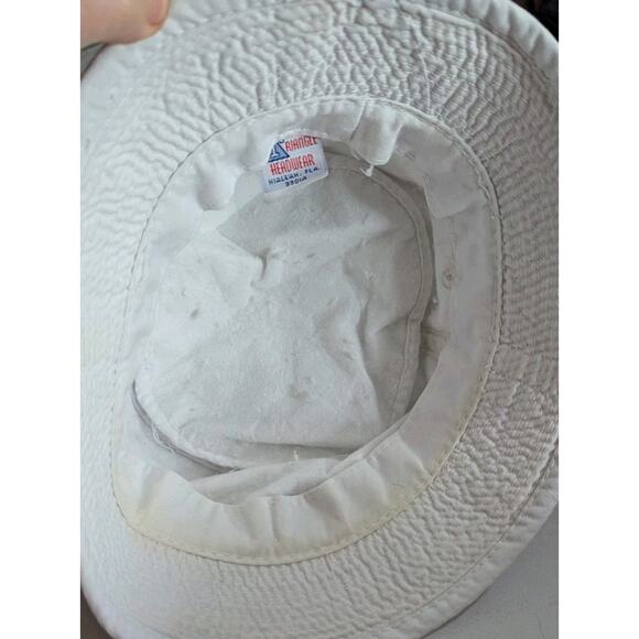 Vtg Eight Islands of Hawaii Bucket Hat White Red Beach Surf Triangle Headwear - Picture 10 of 11